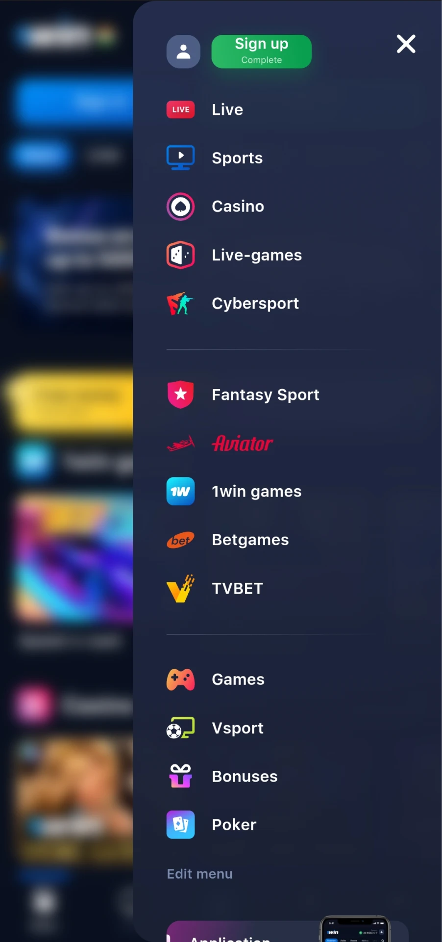 1win-app-screenshot-menu